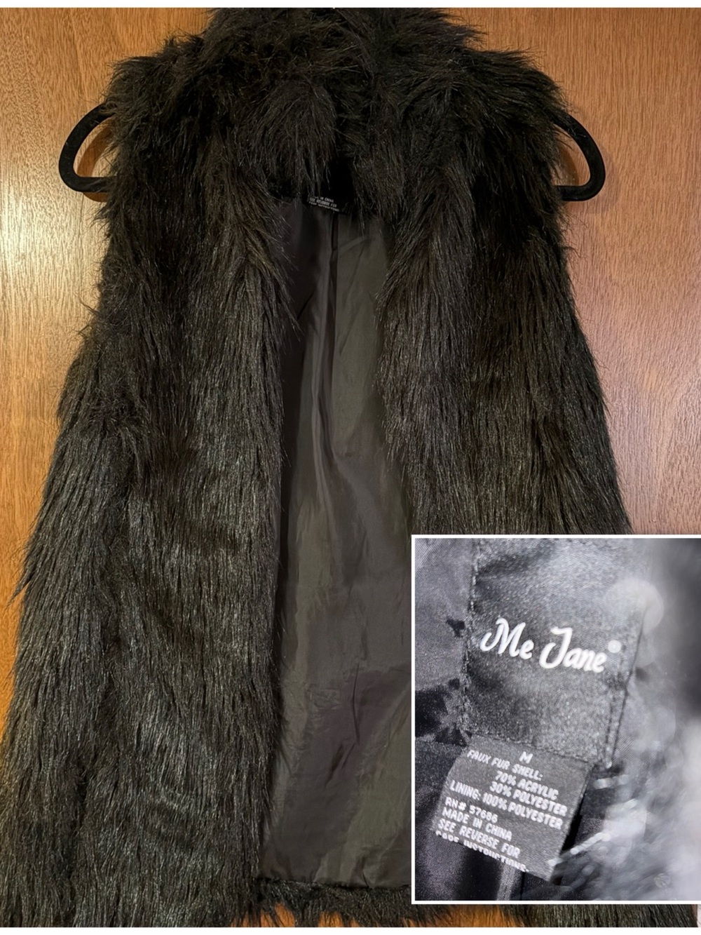 Me Jane Black Faux Fur Sleeveless Vest